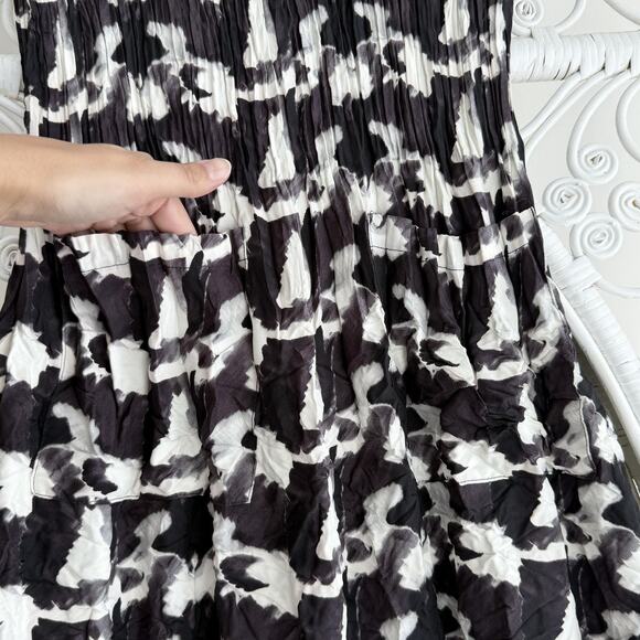 Alquema Dress 1 Small Smash Pocket Crinkle Pleated 3/4 Sleeve Artsy Abstract - Picture 12 of 14